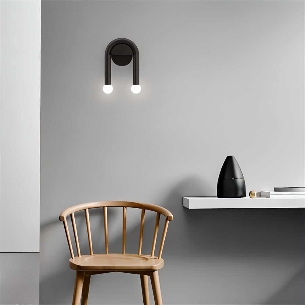 UDrop Wandleuchte - Schwarze Metallbogen Wandlampe - Künstlerisches Wandlampen Design - Dual Wandleuchten LED