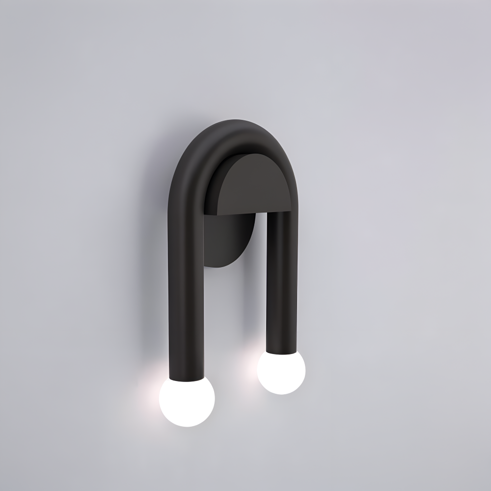 UDrop Wandleuchte - Schwarze Metallbogen Wandlampe - Künstlerisches Wandlampen Design - Dual Wandleuchten LED