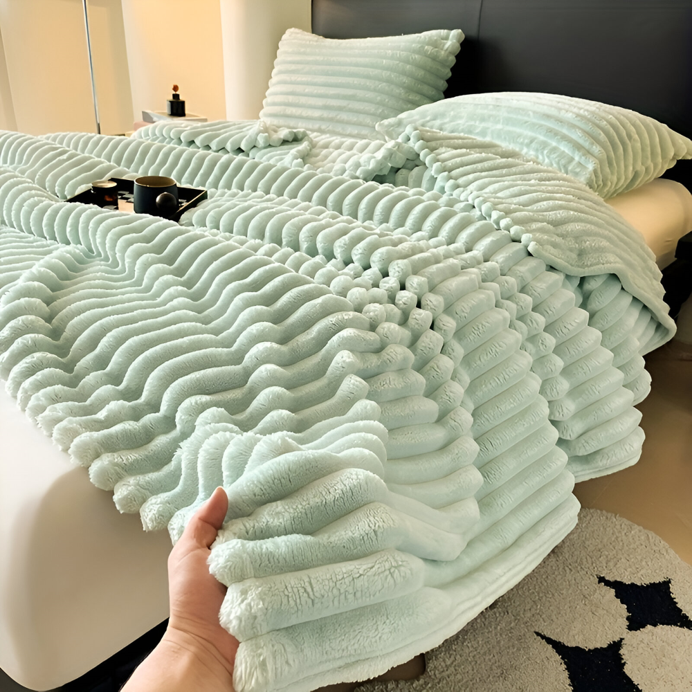 Ultra-weiche Fleece Kusheldecke mit Elastischen Streifen - Vielseitige Decke für Wohnzimmer, Schlafzimmer und Reisen
