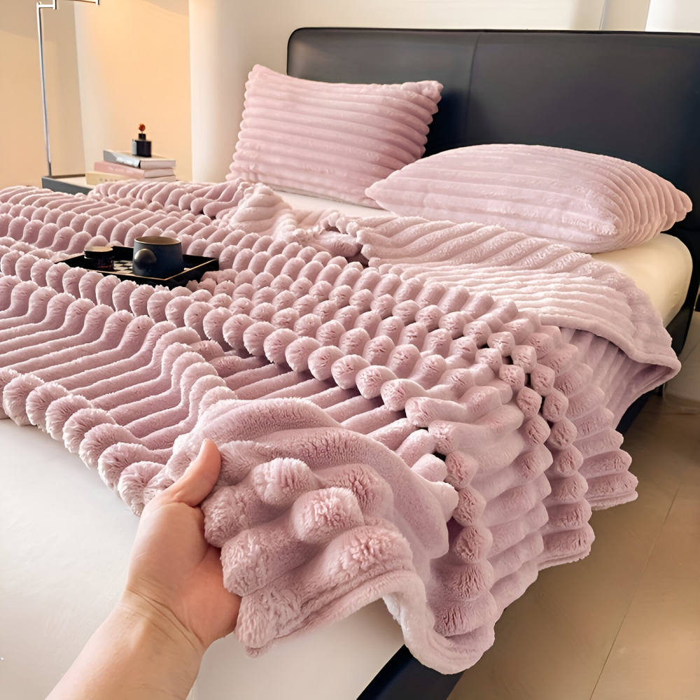 Ultra-weiche Fleece Kusheldecke mit Elastischen Streifen - Vielseitige Decke für Wohnzimmer, Schlafzimmer und Reisen
