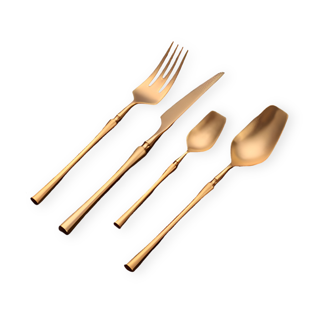 Venetian LuxeFeast - Besteck-Set - Schwarzes Besteck-Set - 4/16-teiliges Besteck-Set - Goldene Utensilien
