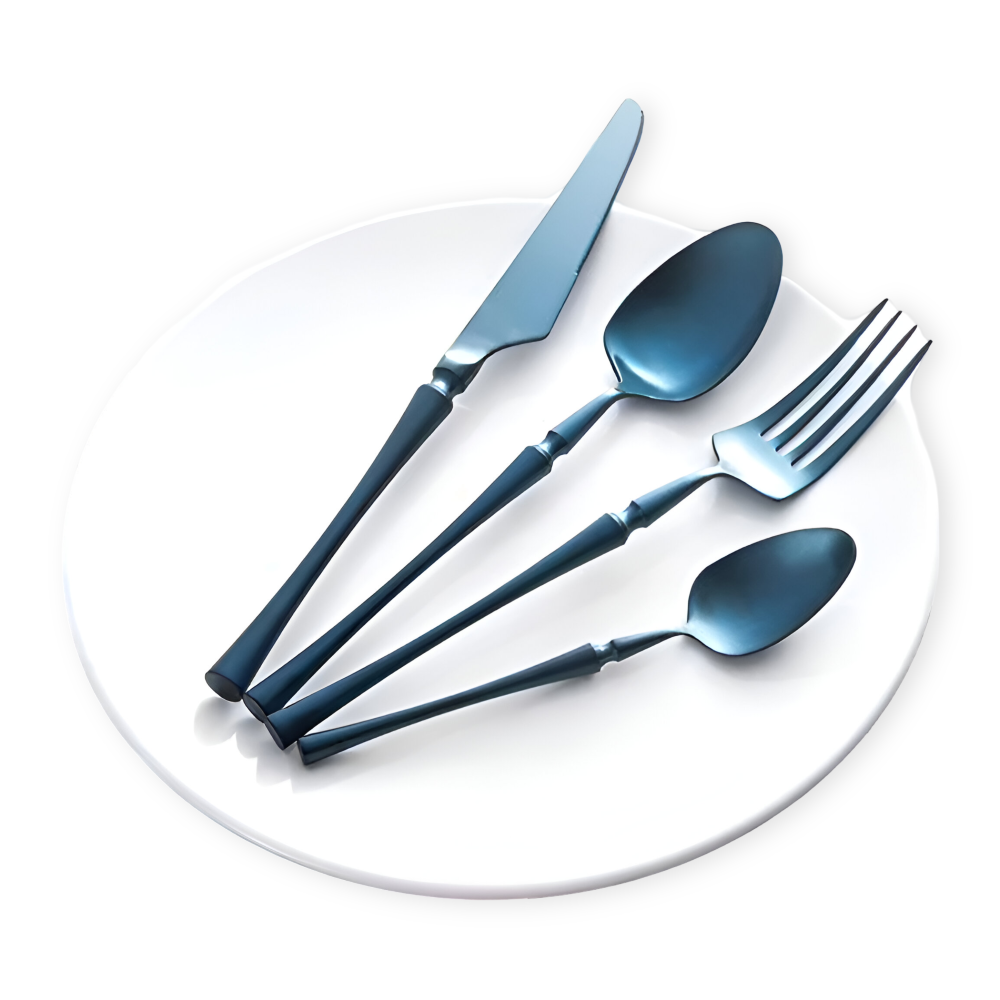 Venetian LuxeFeast - Besteck-Set - Schwarzes Besteck-Set - 4/16-teiliges Besteck-Set - Goldene Utensilien