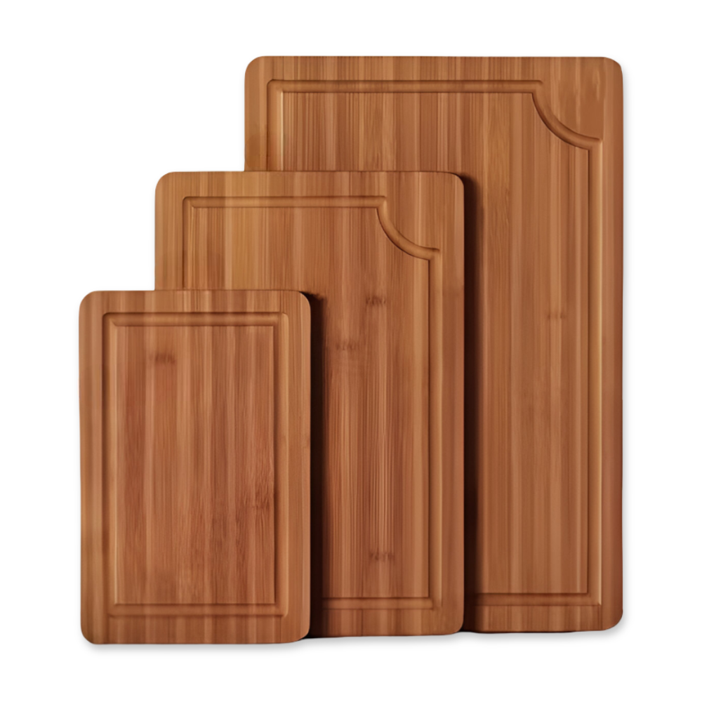 Vielseitiges Bambus Schneidebrett-Set - 3-teiliges Set für Fleisch, Gemüse und Obst