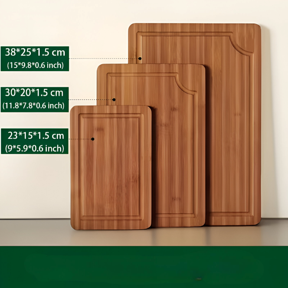 Vielseitiges Bambus Schneidebrett-Set - 3-teiliges Set für Fleisch, Gemüse und Obst