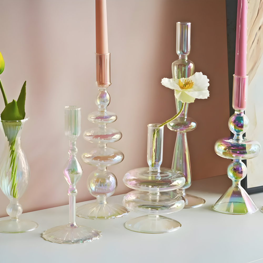 Lebendiger Kunstglas Kerzenhalter für die Wohnkultur