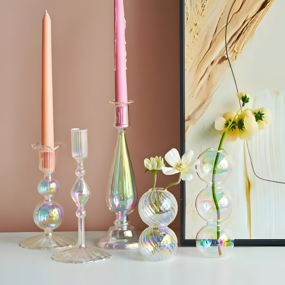 Lebendiger Kunstglas Kerzenhalter für die Wohnkultur