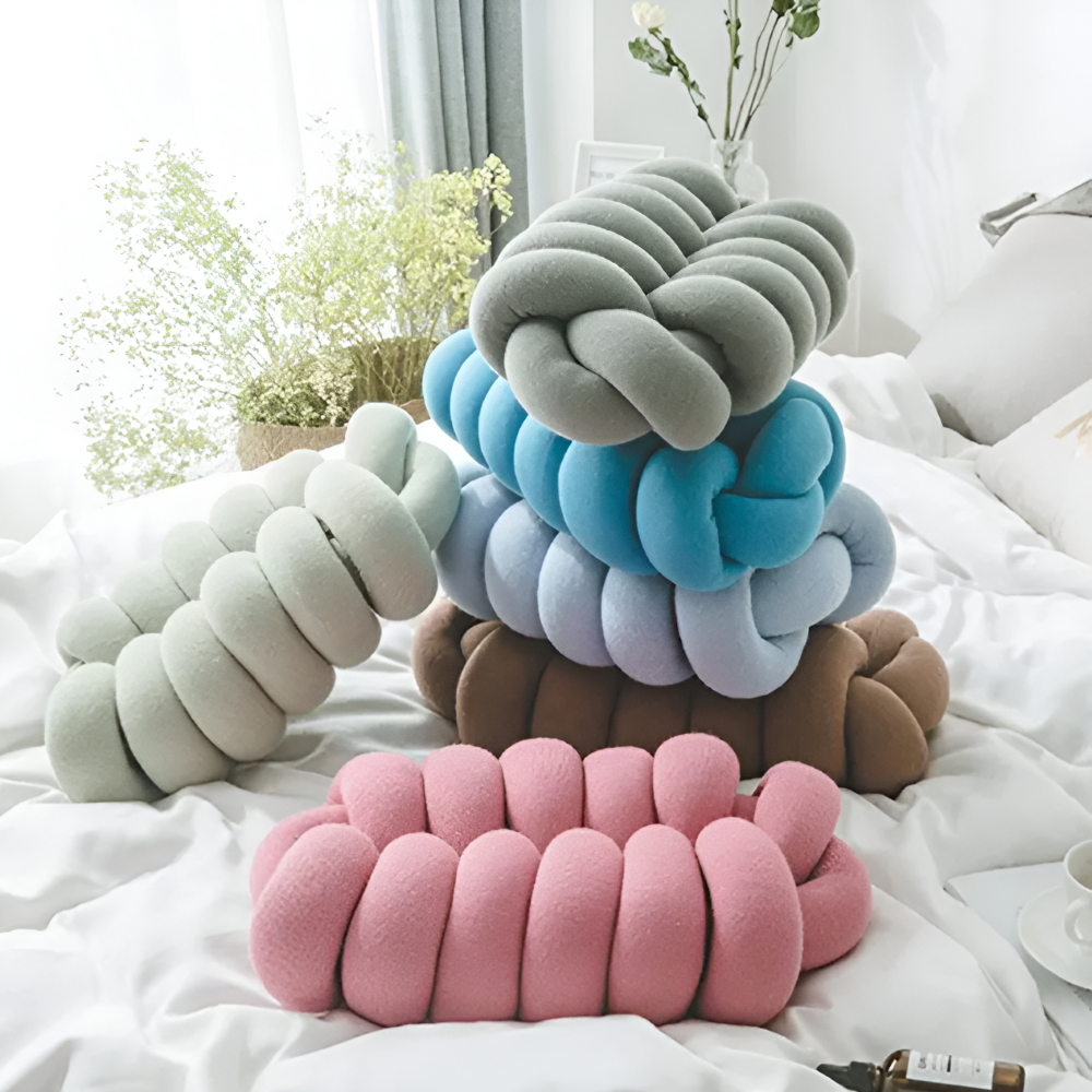 VividKnot - Baumwolle Gestrickt Deko Kissen für Sofa & Stuhl Bliss