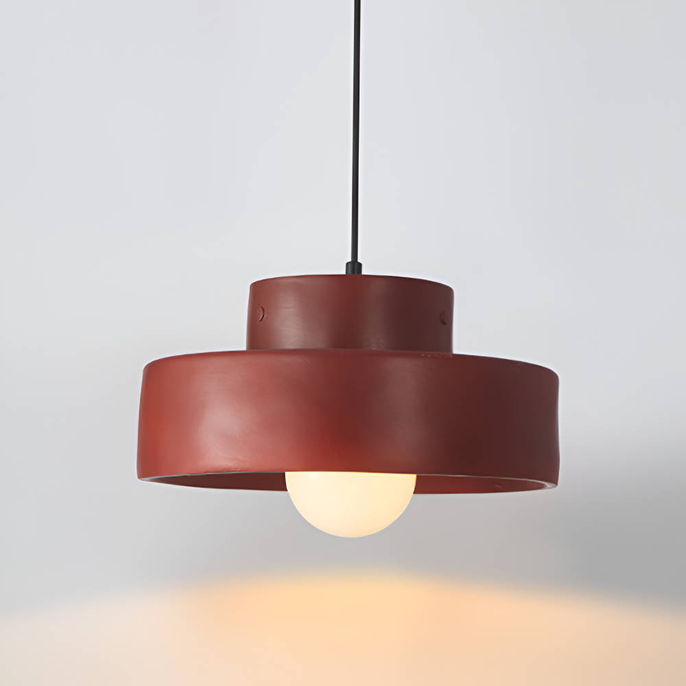 Wabi Sabi Pendelleuchte - Rote Macaron Pendelleuchte - Runde Hängelampe