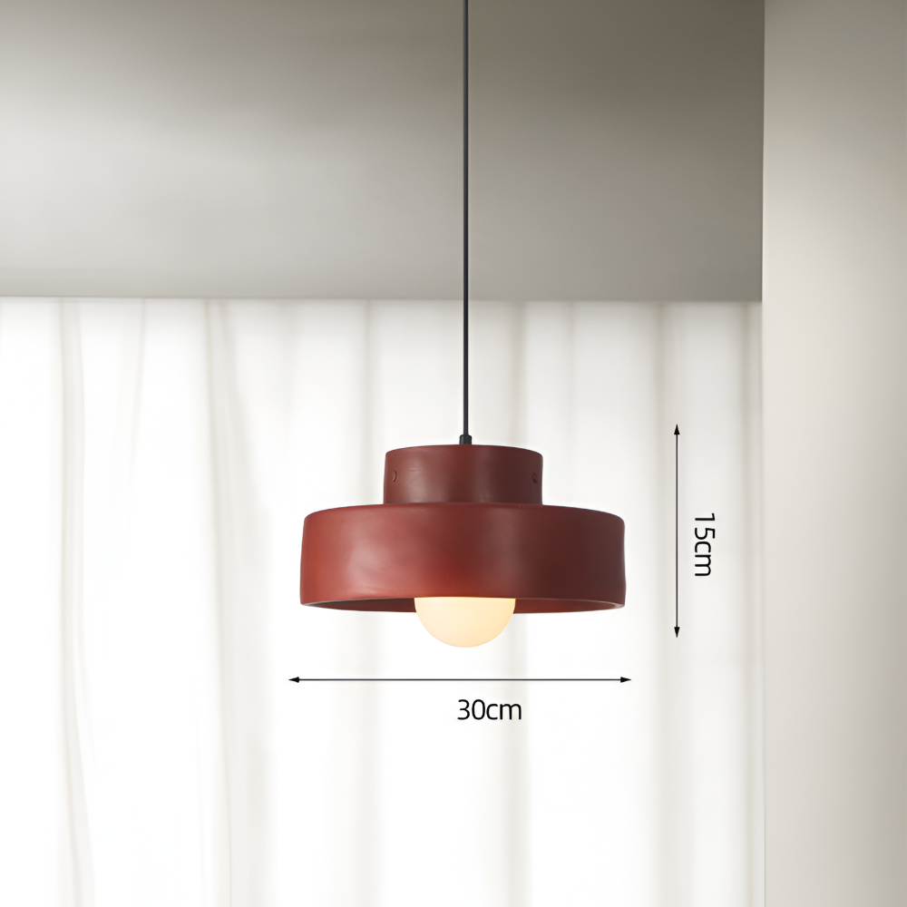 Wabi Sabi Pendelleuchte - Rote Macaron Pendelleuchte - Runde Hängelampe