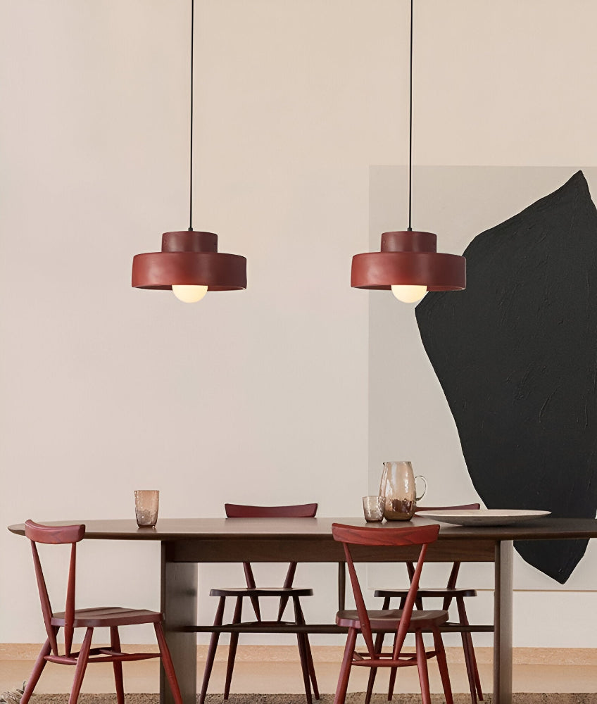Wabi Sabi Pendelleuchte - Rote Macaron Pendelleuchte - Runde Hängelampe