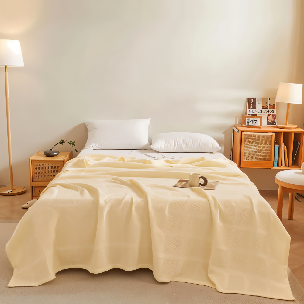 WaffleCloud Plaid - Hypoallergene Baumwolle Fleece Blanket - Weiche Twill Gewebte Throw