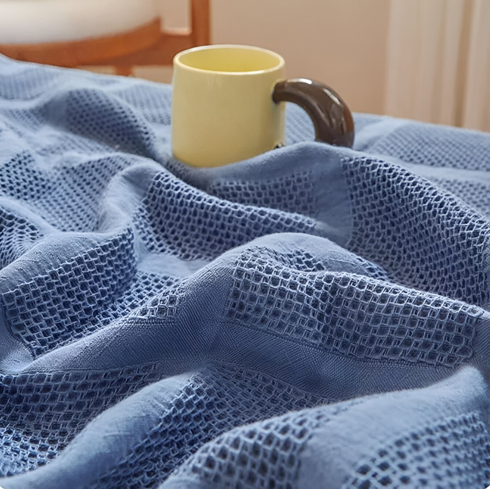 WaffleCloud Plaid - Hypoallergene Baumwolle Fleece Blanket - Weiche Twill Gewebte Throw