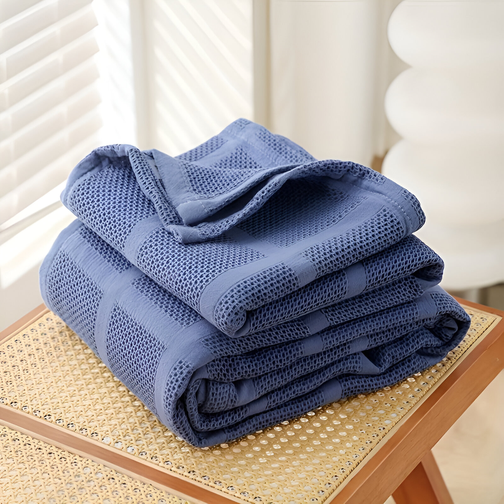 WaffleCloud Plaid - Hypoallergene Baumwolle Fleece Blanket - Weiche Twill Gewebte Throw