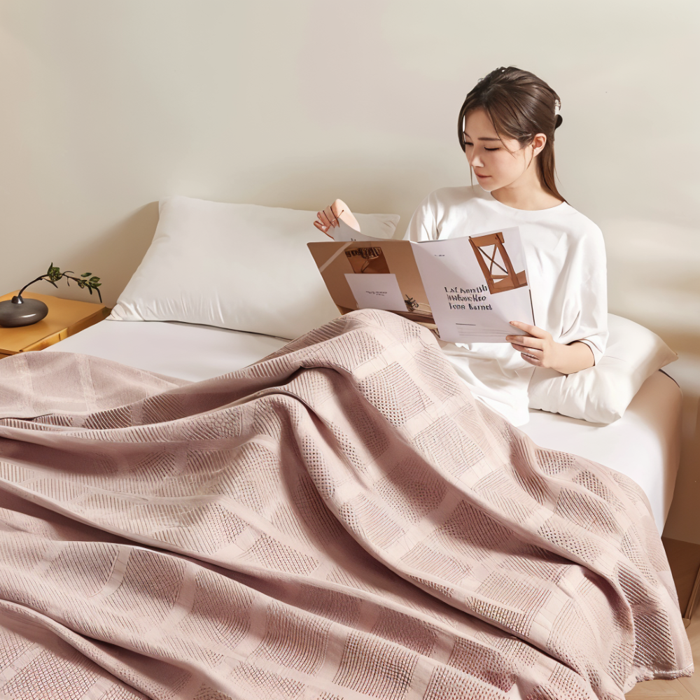 WaffleCloud Plaid - Hypoallergene Baumwolle Fleece Blanket - Weiche Twill Gewebte Throw