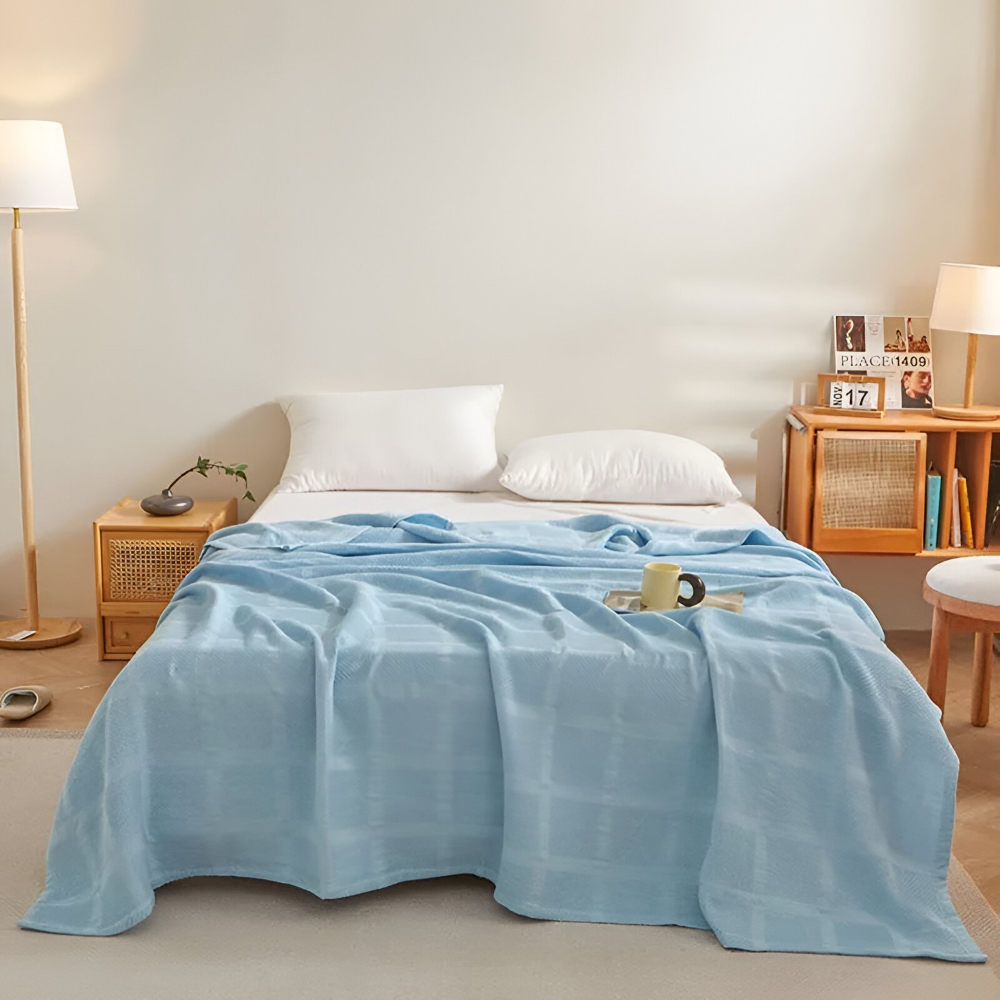 WaffleCloud Plaid - Hypoallergene Baumwolle Fleece Blanket - Weiche Twill Gewebte Throw