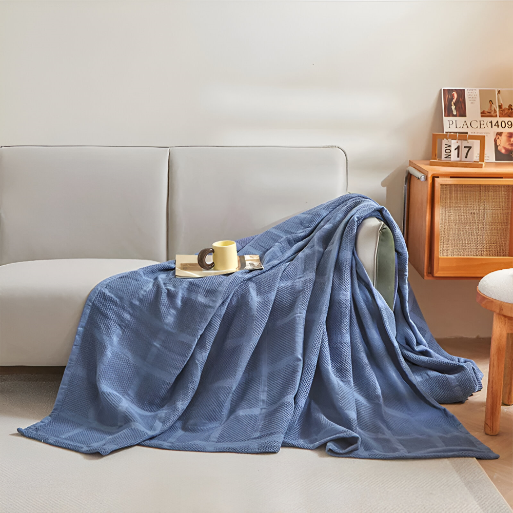 WaffleCloud Plaid - Hypoallergene Baumwolle Fleece Blanket - Weiche Twill Gewebte Throw