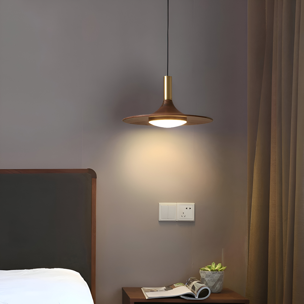 Walnuss Pendelleuchte - Runde Holz-Hängelampen - Nordic LED Light