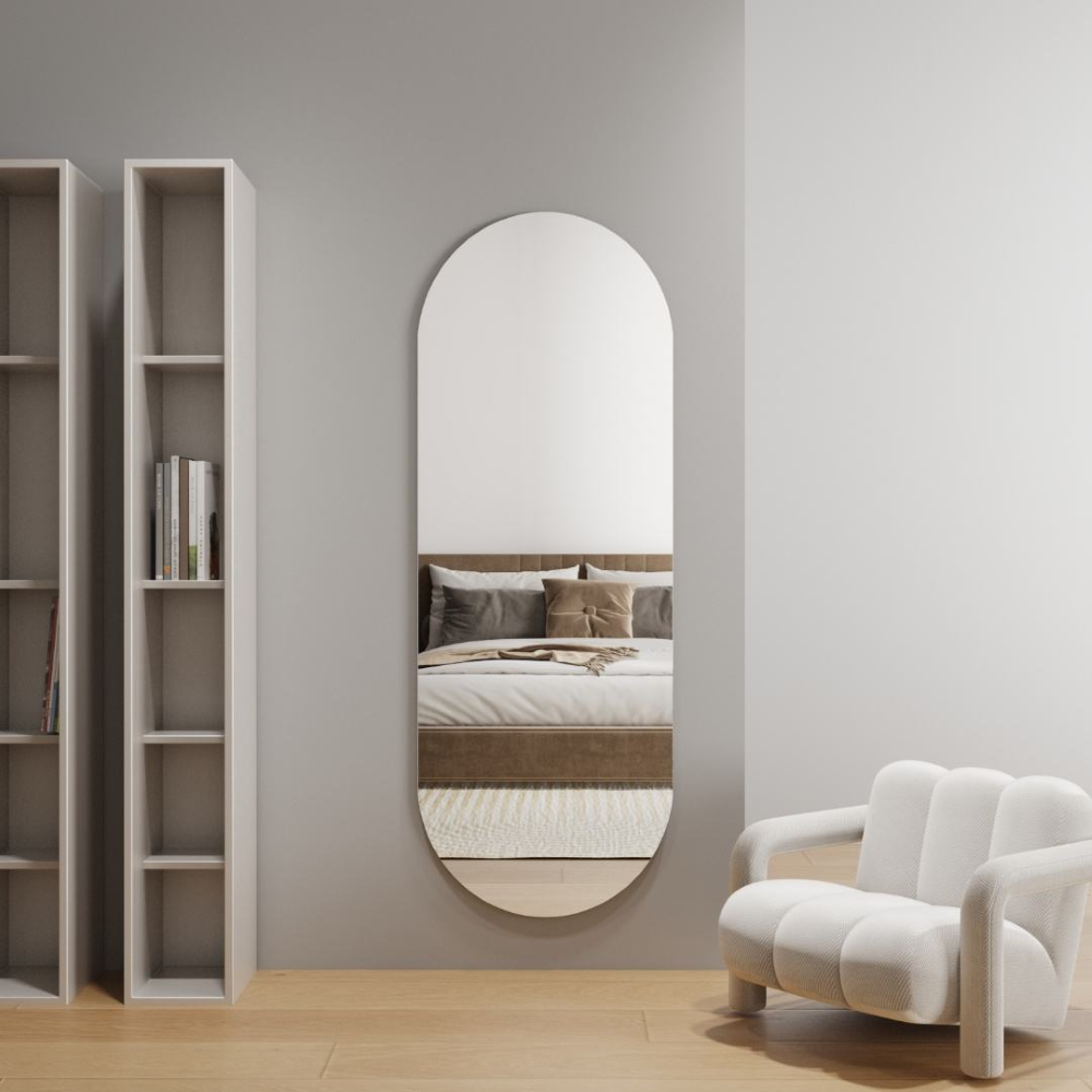 Wandspiegel Oval Rahmenlos 120x40 cm - Art Deco Design Spiegel ohne Rahmen aus Floatglas