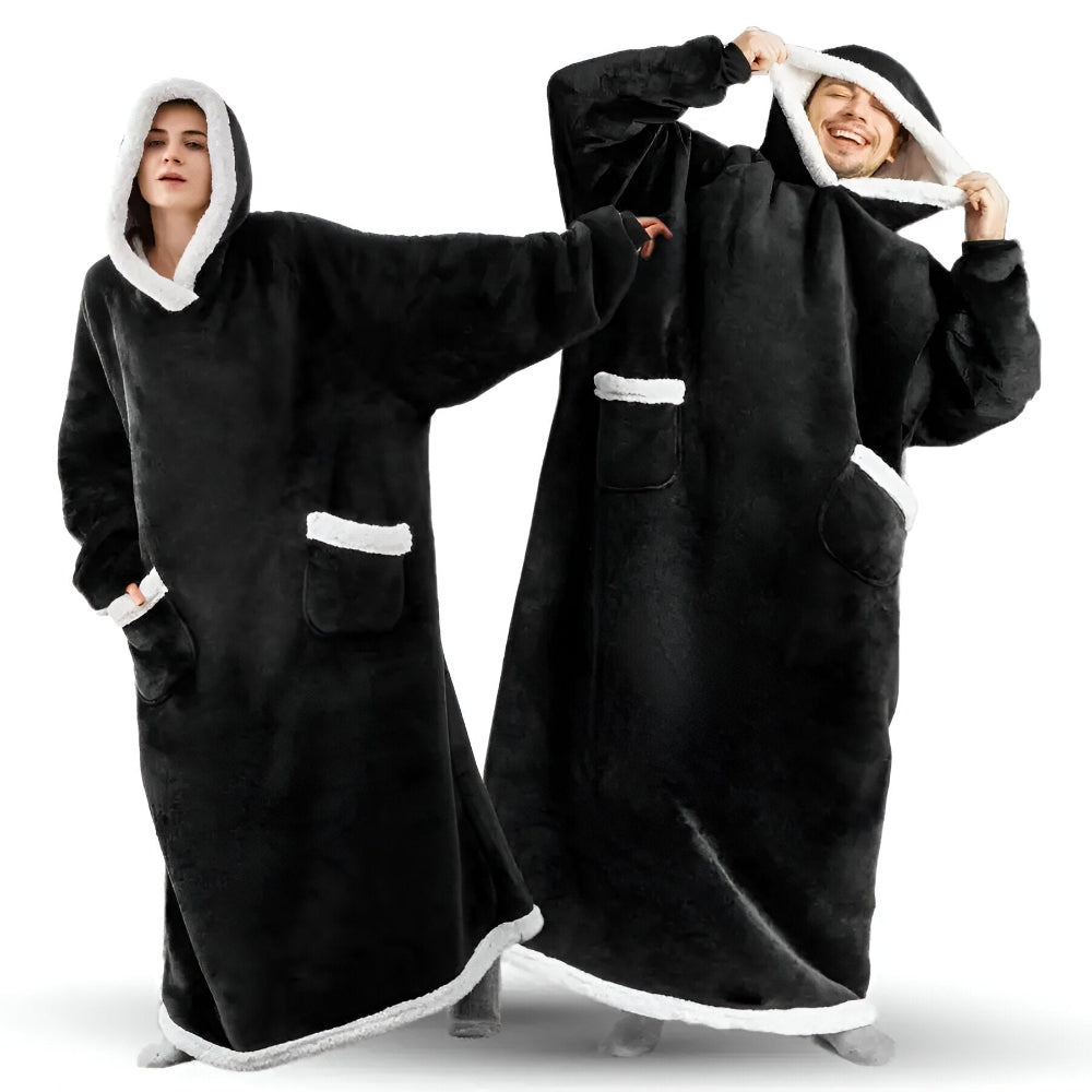 WarmWrap Hoodie Blanket - Plüschflanell Pullover in Übergröße mit Tasche