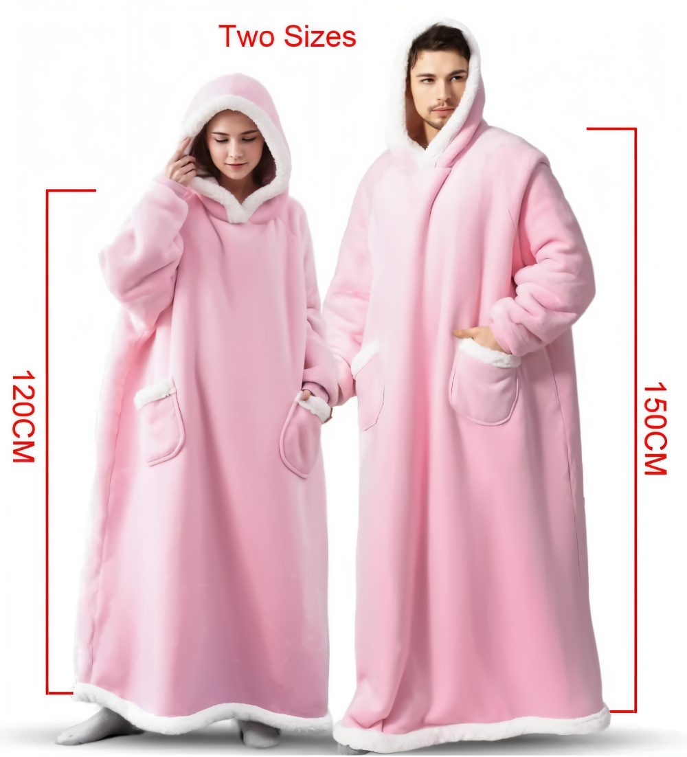 WarmWrap Hoodie Blanket - Plüschflanell Pullover in Übergröße mit Tasche
