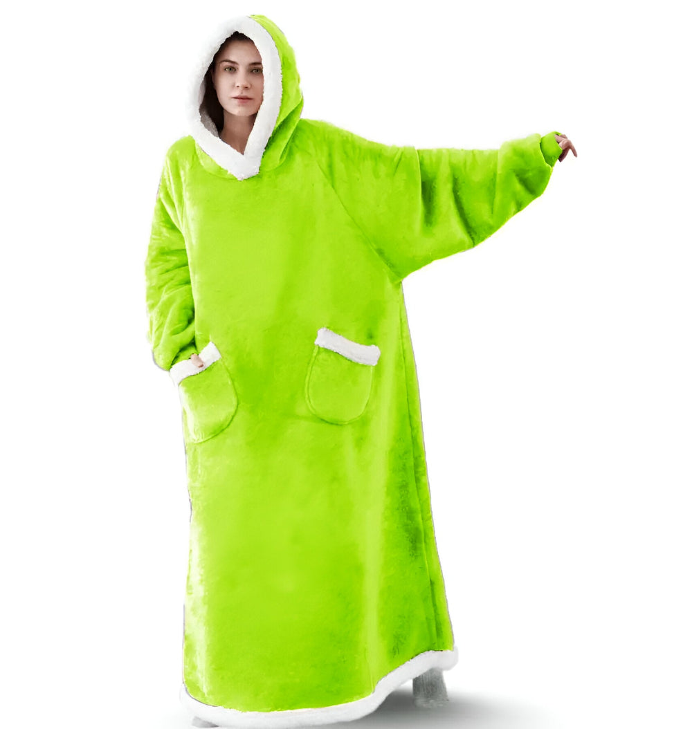 WarmWrap Hoodie Blanket - Plüschflanell Pullover in Übergröße mit Tasche
