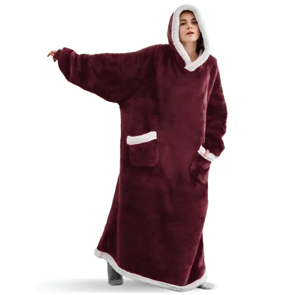 WarmWrap Hoodie Blanket - Plüschflanell Pullover in Übergröße mit Tasche