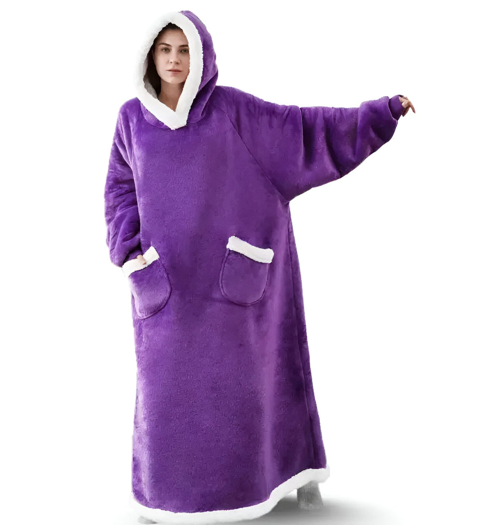 WarmWrap Hoodie Blanket - Plüschflanell Pullover in Übergröße mit Tasche