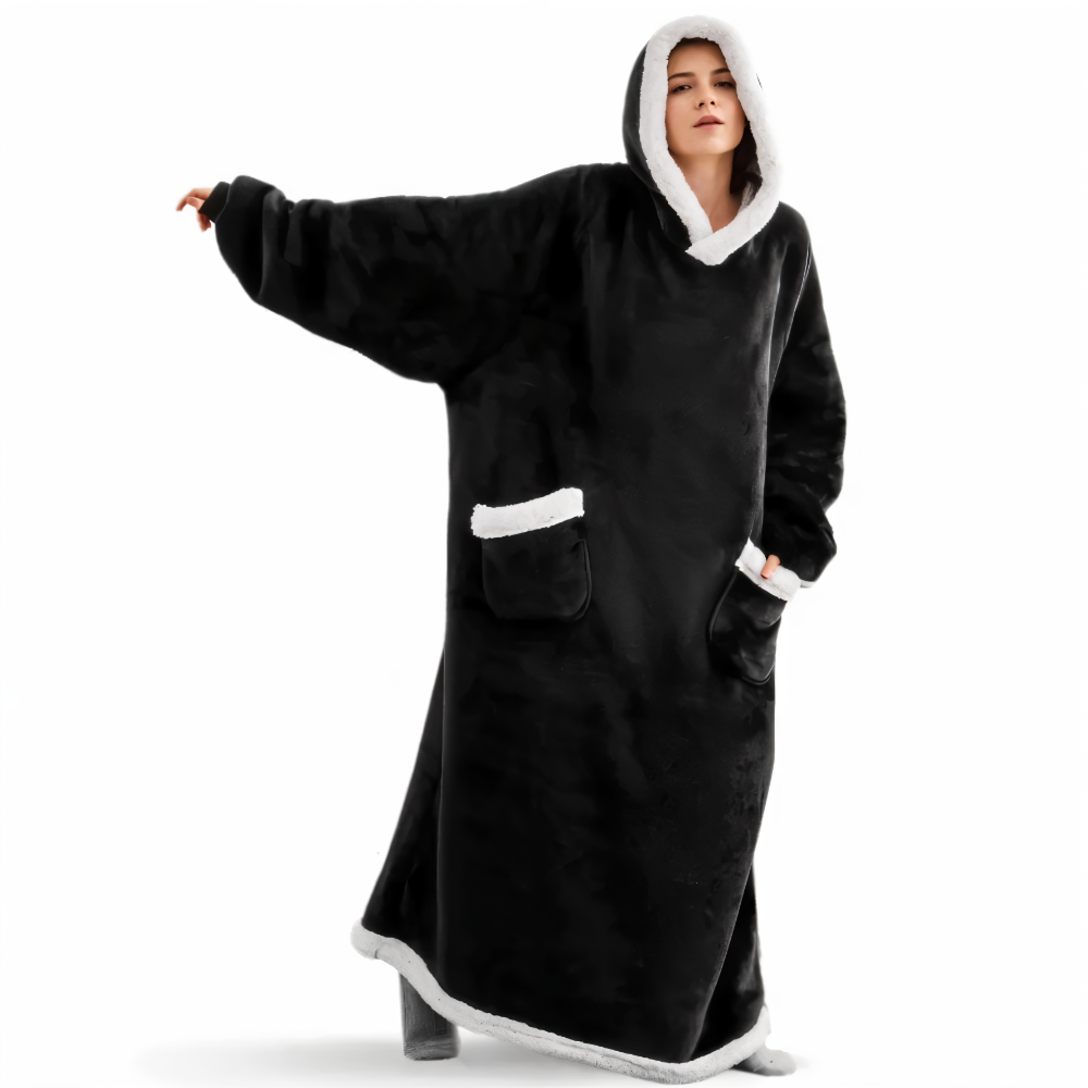 WarmWrap Hoodie Blanket - Plüschflanell Pullover in Übergröße mit Tasche