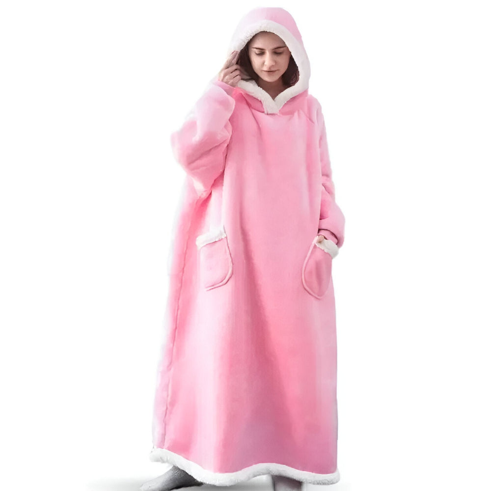 WarmWrap Hoodie Blanket - Plüschflanell Pullover in Übergröße mit Tasche