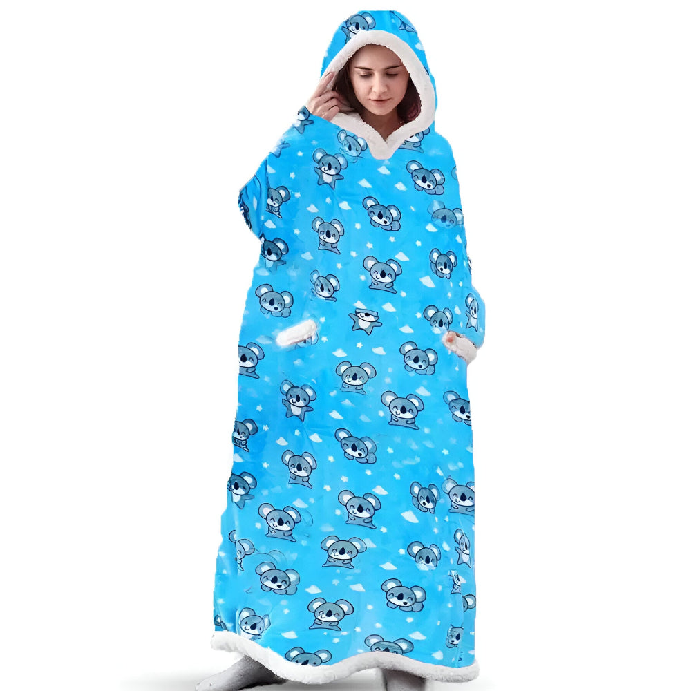 WarmWrap Hoodie Blanket - Plüschflanell Pullover in Übergröße mit Tasche