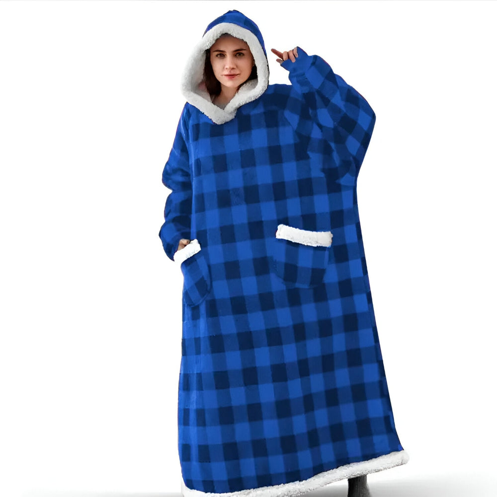 WarmWrap Hoodie Blanket - Plüschflanell Pullover in Übergröße mit Tasche