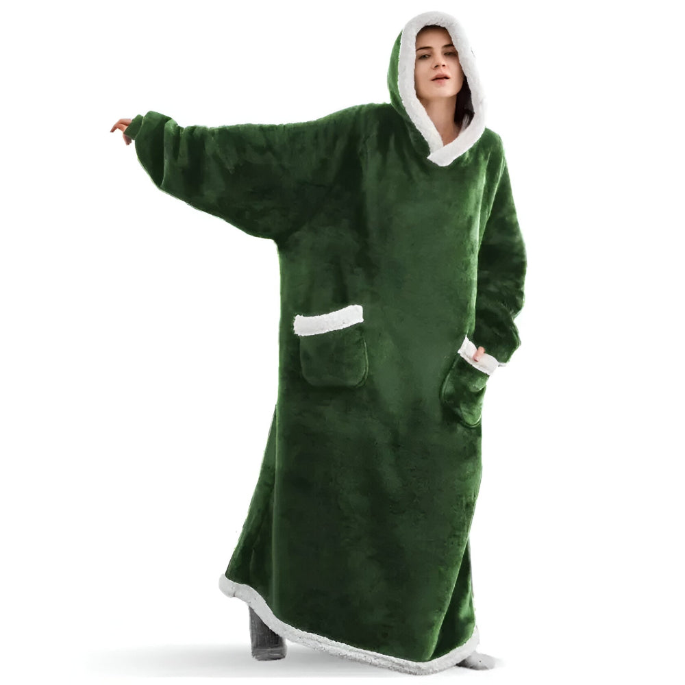WarmWrap Hoodie Blanket - Plüschflanell Pullover in Übergröße mit Tasche