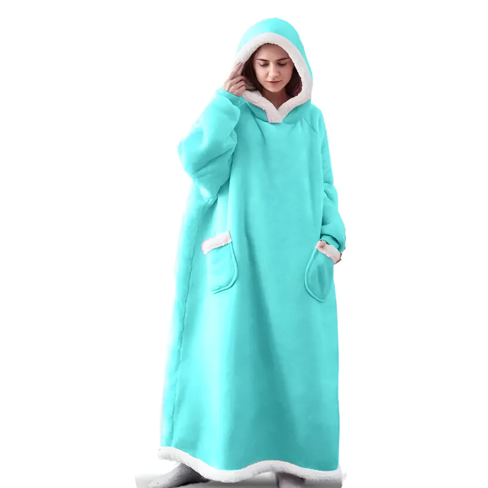 WarmWrap Hoodie Blanket - Plüschflanell Pullover in Übergröße mit Tasche