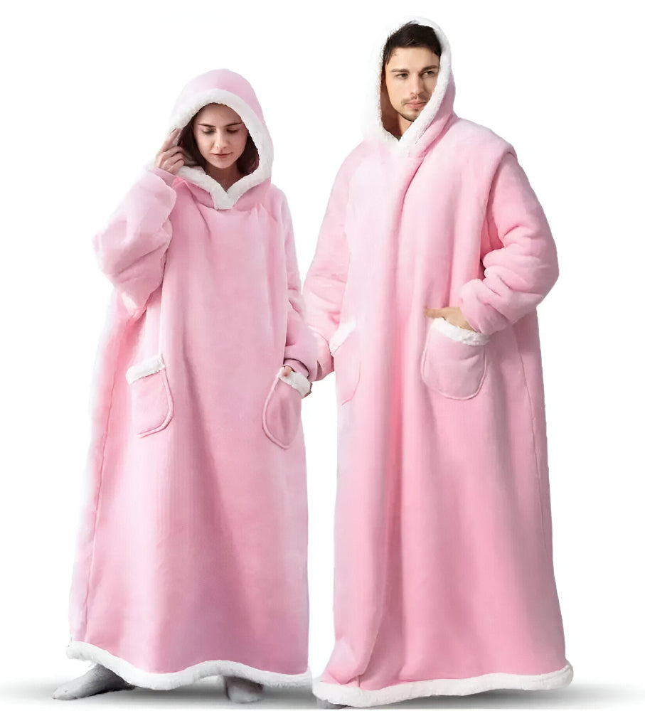WarmWrap Hoodie Blanket - Plüschflanell Pullover in Übergröße mit Tasche