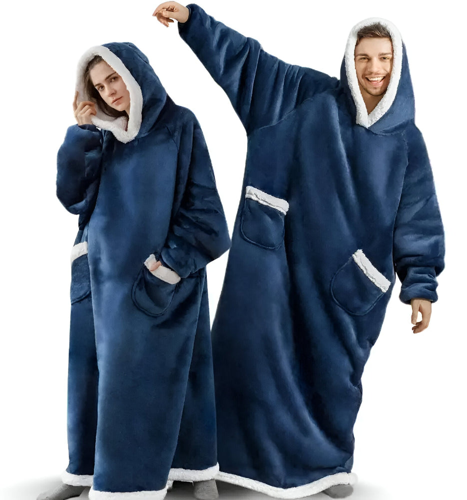 WarmWrap Hoodie Blanket - Plüschflanell Pullover in Übergröße mit Tasche