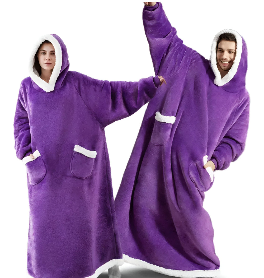 WarmWrap Hoodie Blanket - Plüschflanell Pullover in Übergröße mit Tasche