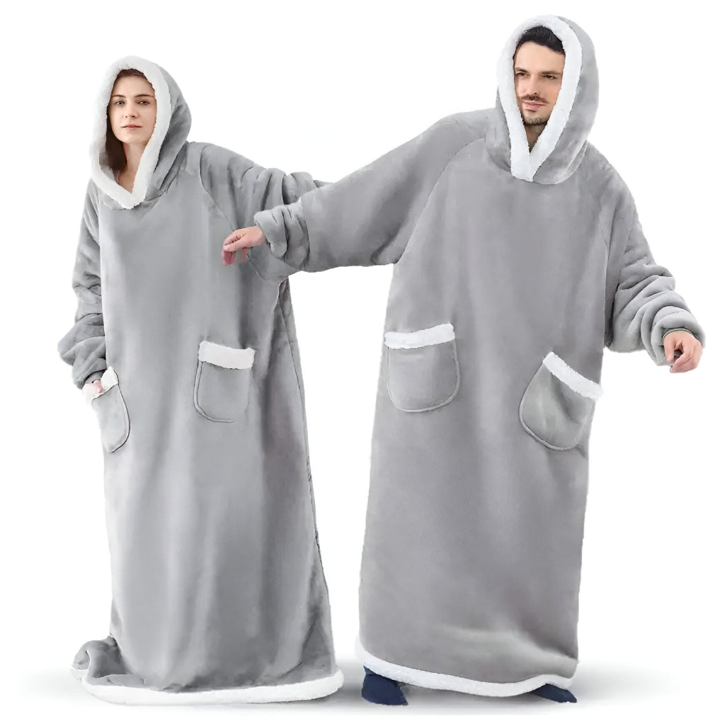 WarmWrap Hoodie Blanket - Plüschflanell Pullover in Übergröße mit Tasche