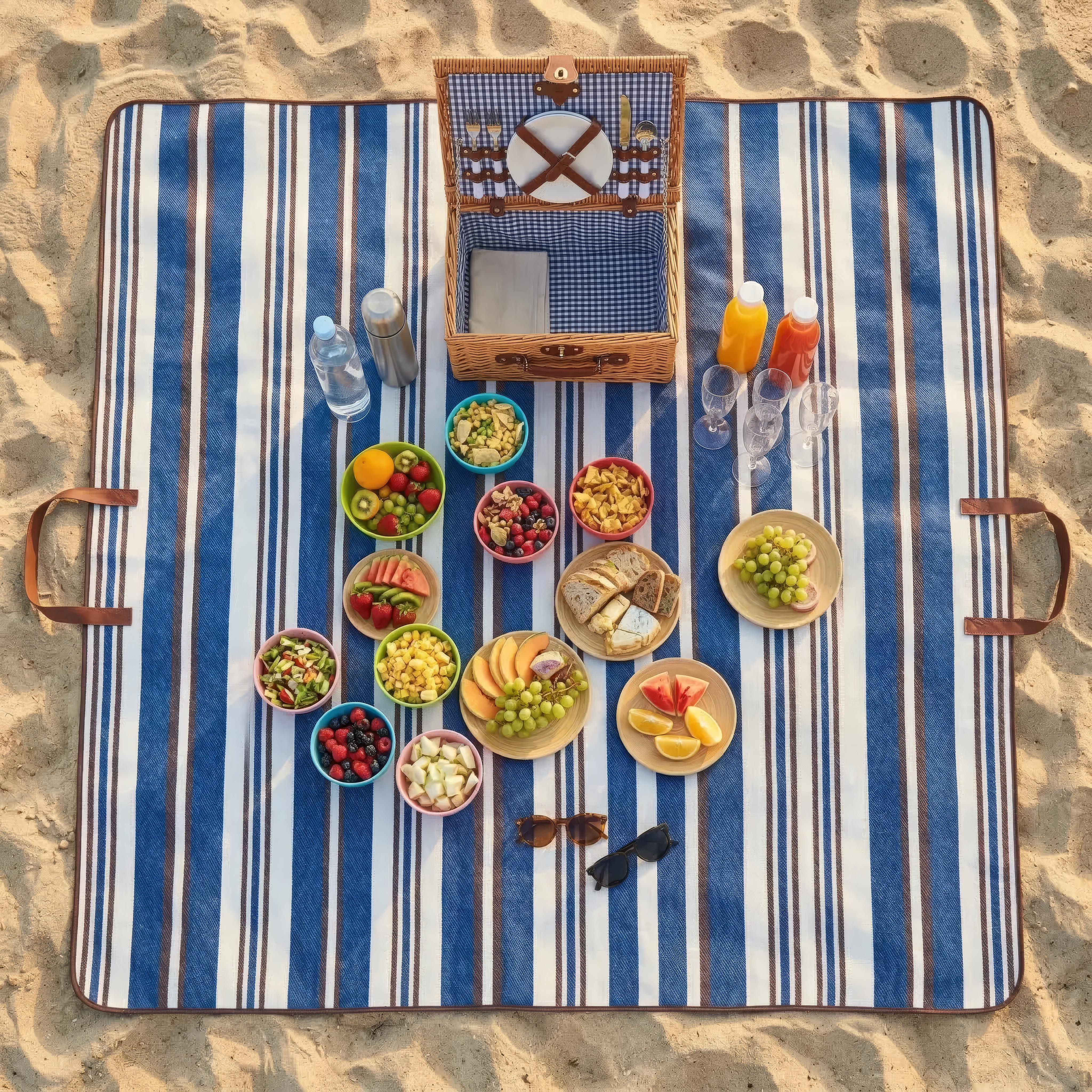 Wasserdichte Picknickdecke 150x200cm - Strapazierfähiges Oxford-Gewebe in Blau für Strand und Camping 5