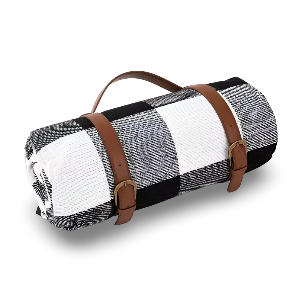 Wasserdichte Picknickdecke 200x200 cm – Faltbare Stranddecke mit Tragegriff, Kariert, Waschbar
