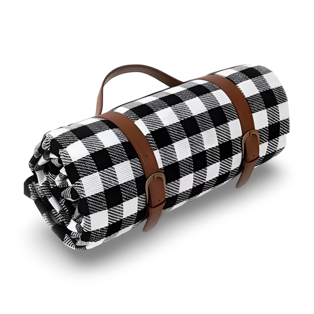 Wasserdichte Picknickdecke 200x200 cm – Faltbare Stranddecke mit Tragegriff, Kariert, Waschbar