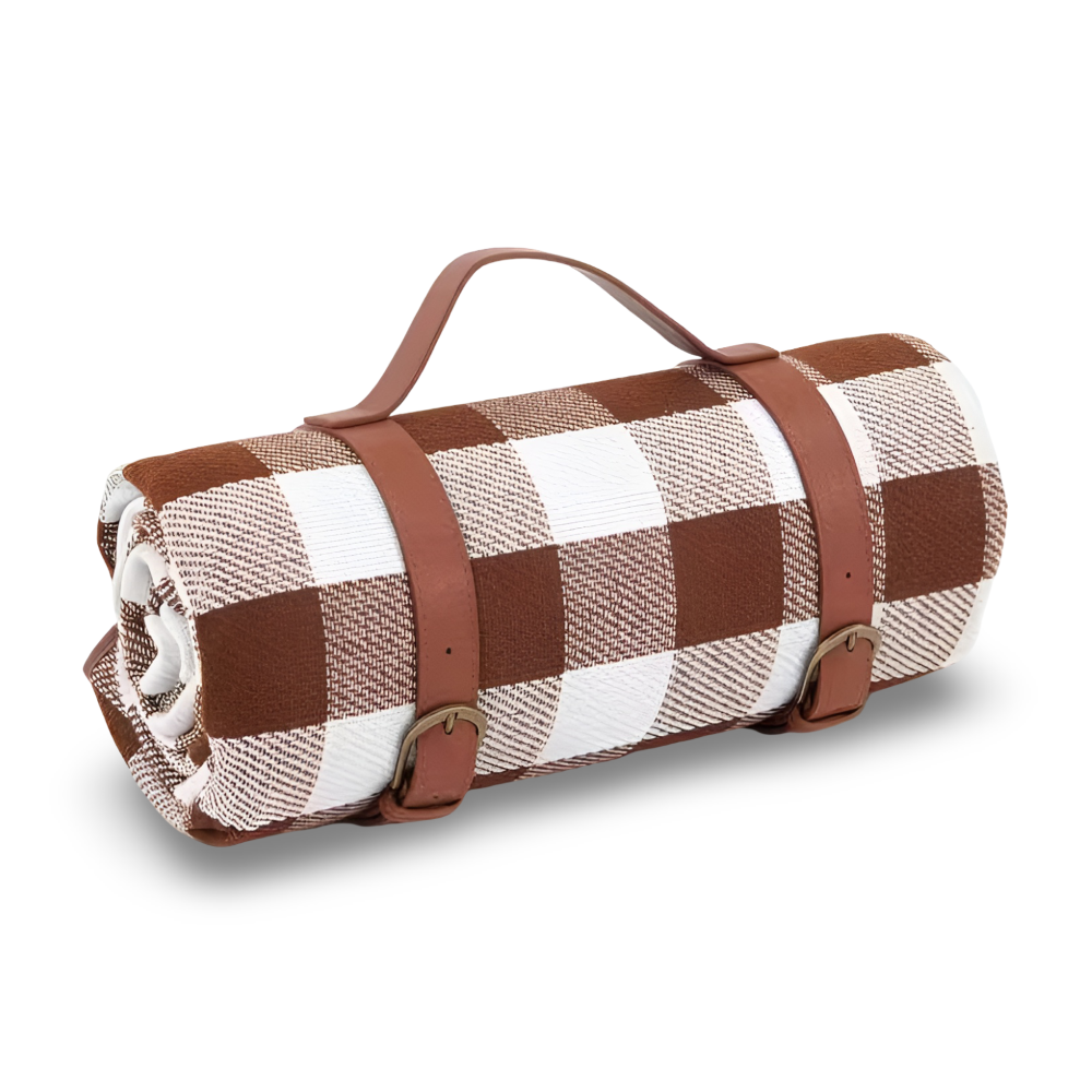 Wasserdichte Picknickdecke 200x200 cm – Faltbare Stranddecke mit Tragegriff, Kariert, Waschbar