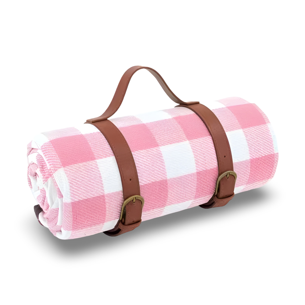 Wasserdichte Picknickdecke 200x200 cm – Faltbare Stranddecke mit Tragegriff, Kariert, Waschbar