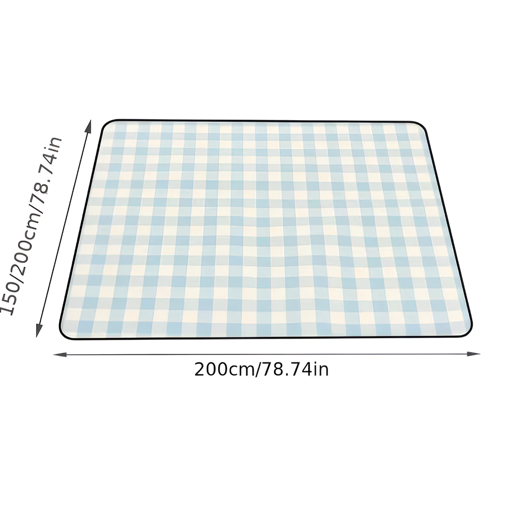 Wasserdichte Picknickdecke 200x200 cm – Faltbare Stranddecke mit Tragegriff, Kariert, Waschbar