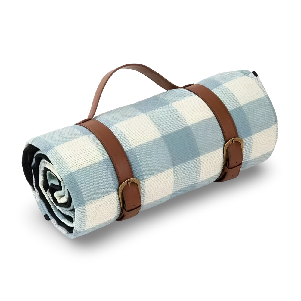 Wasserdichte Picknickdecke 200x200 cm – Faltbare Stranddecke mit Tragegriff, Kariert, Waschbar