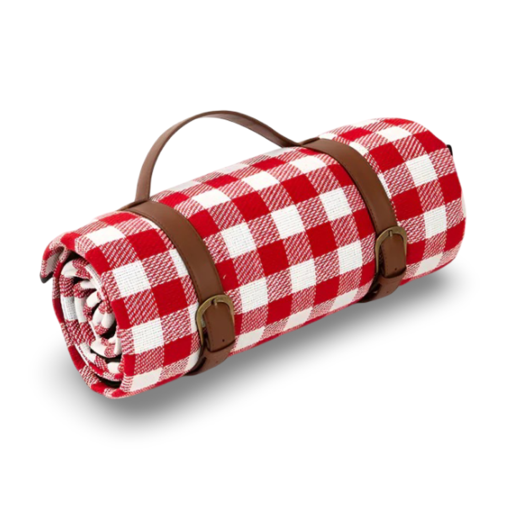 Wasserdichte Picknickdecke 200x200 cm – Faltbare Stranddecke mit Tragegriff, Kariert, Waschbar
