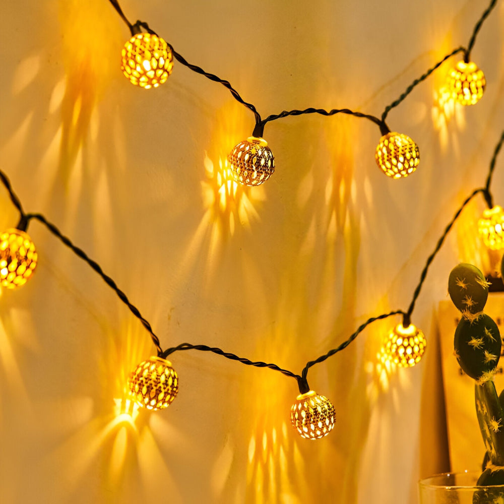 Wasserdichte Solar Lichterkette im Marokkanischen Stil – Ideal für Garten und Terrasse
