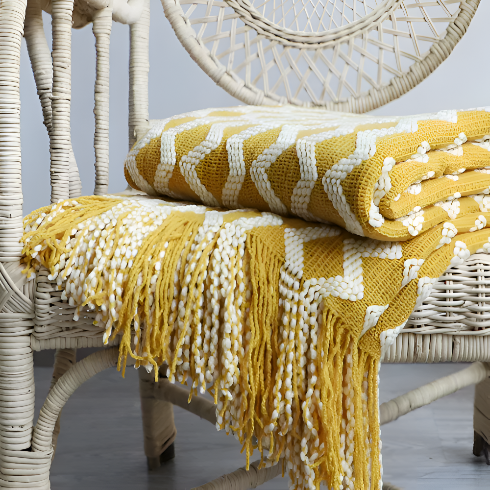 Wavi Plaid - Bohemian Kuschelige Geometrische Strickfleecedecke
