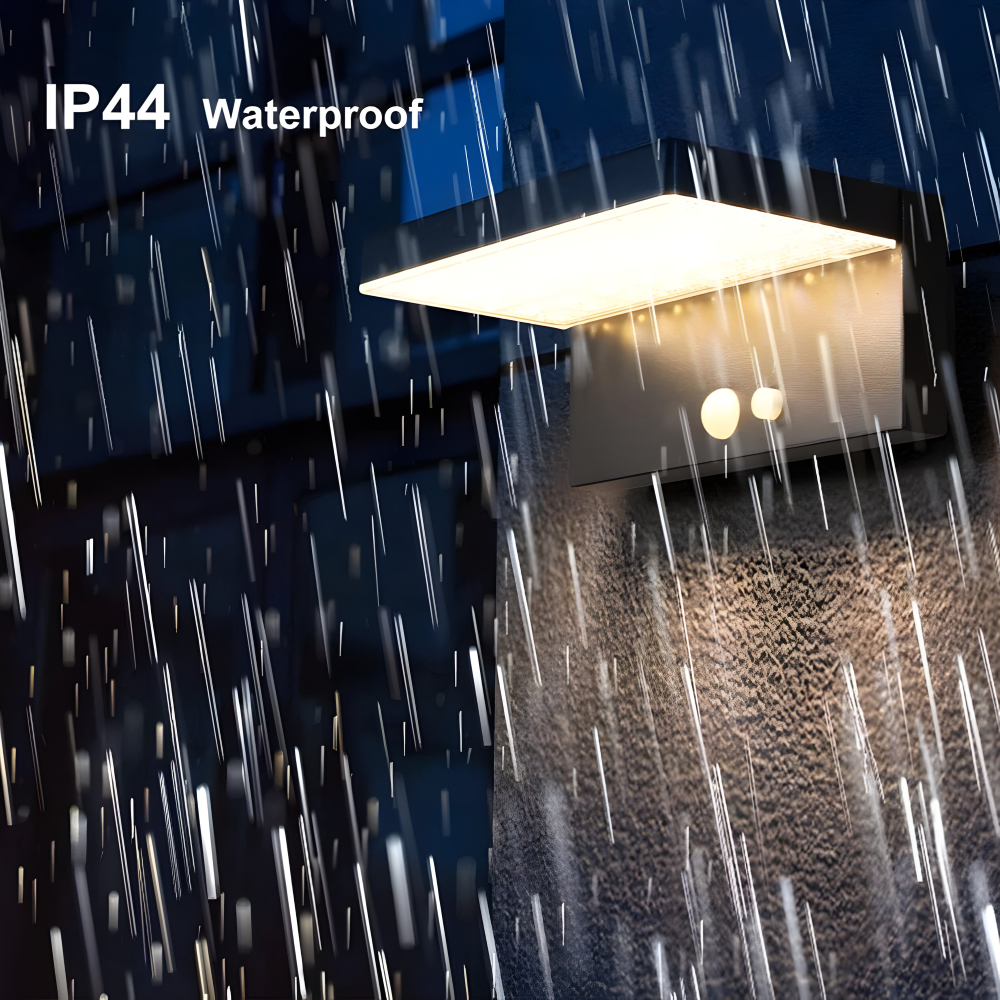 Wetterfeste Solar Wandleuchte mit Bewegungsmelder - 3 Beleuchtungsmodi, LED Gartenbeleuchtung für Wege und Eingänge, Langlebiges Aluminiumdesign, Schwarze Ausführung