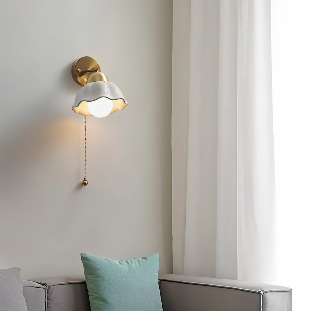 Weiß Bloom Wandleuchte - Klassische Französische Nachttisch Wandleuchte - Blumen Wandleuchte Design - Innenwandleuchten LED