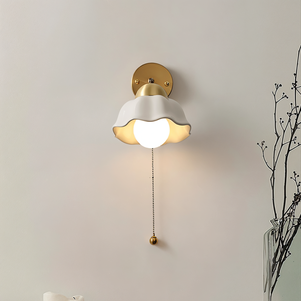 Weiß Bloom Wandleuchte - Klassische Französische Nachttisch Wandleuchte - Blumen Wandleuchte Design - Innenwandleuchten LED